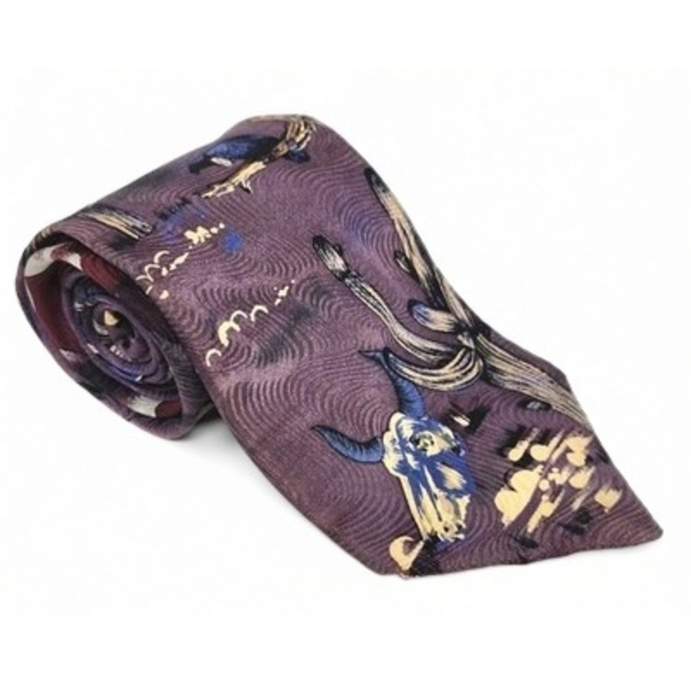 Rockmount Ranch Wear Dry Gulch Western Novelty Silk Tie Mens Train Cactus Print
